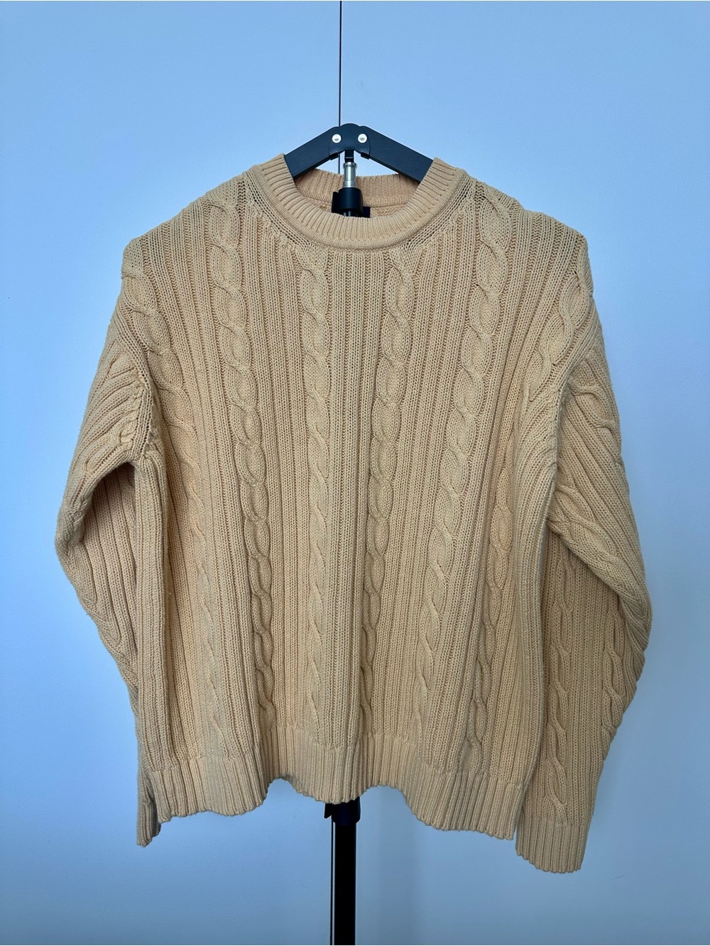 Dockers Men’s Large Yellow 100% Cotton Cable Knit Crewneck Sweater